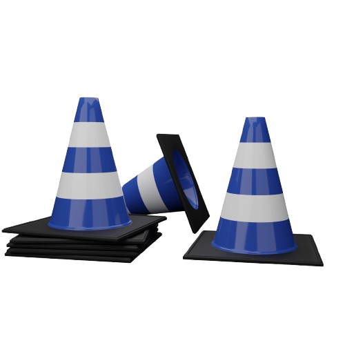 blue traffic cones